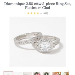 Diamonique 2.5 cctw 2 piece wedding ring set.